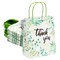 50 Pack Green Leaf Paper Gift Bags with Handles, White Thank You Bag for Small Business Boutique, Baby Shower Party Favors, 10x8x4 in